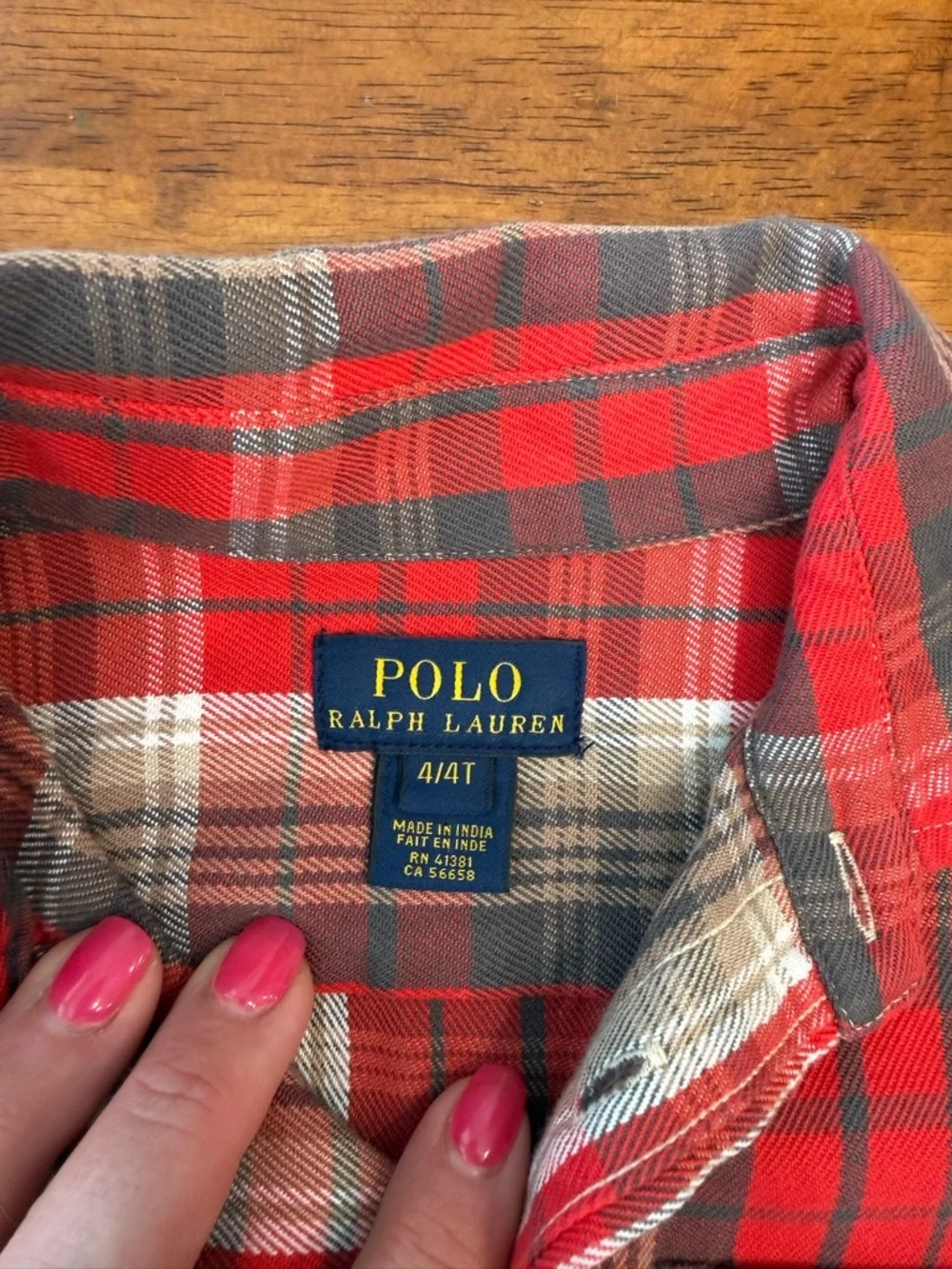 NWT Polo Ralph Lauren Red and Gray Plaid Button-Down Shirt for Kids size 4/4T